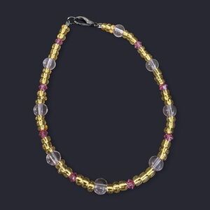 Gold & Pink Glass Bead Anklet